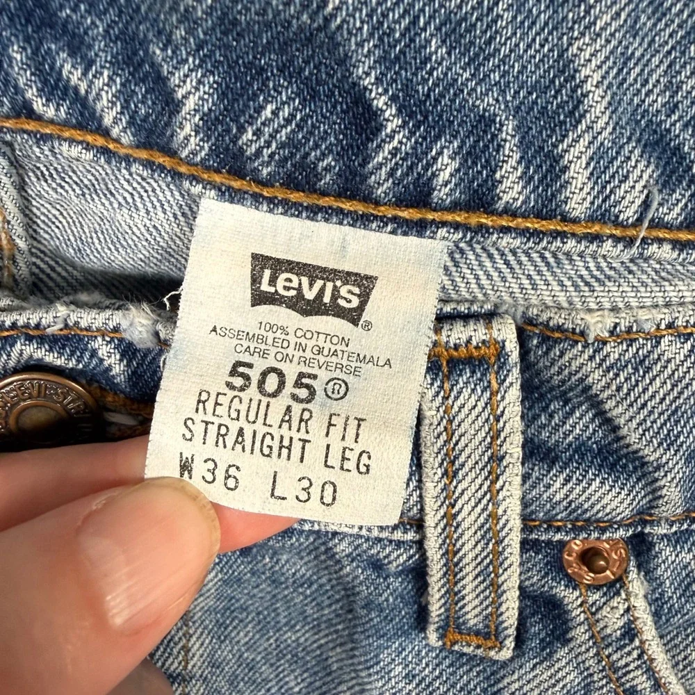 Vintage 90s Levis 505 Orange Tab Jeans Mens 36x30 Light Wash Straight Leg Grunge